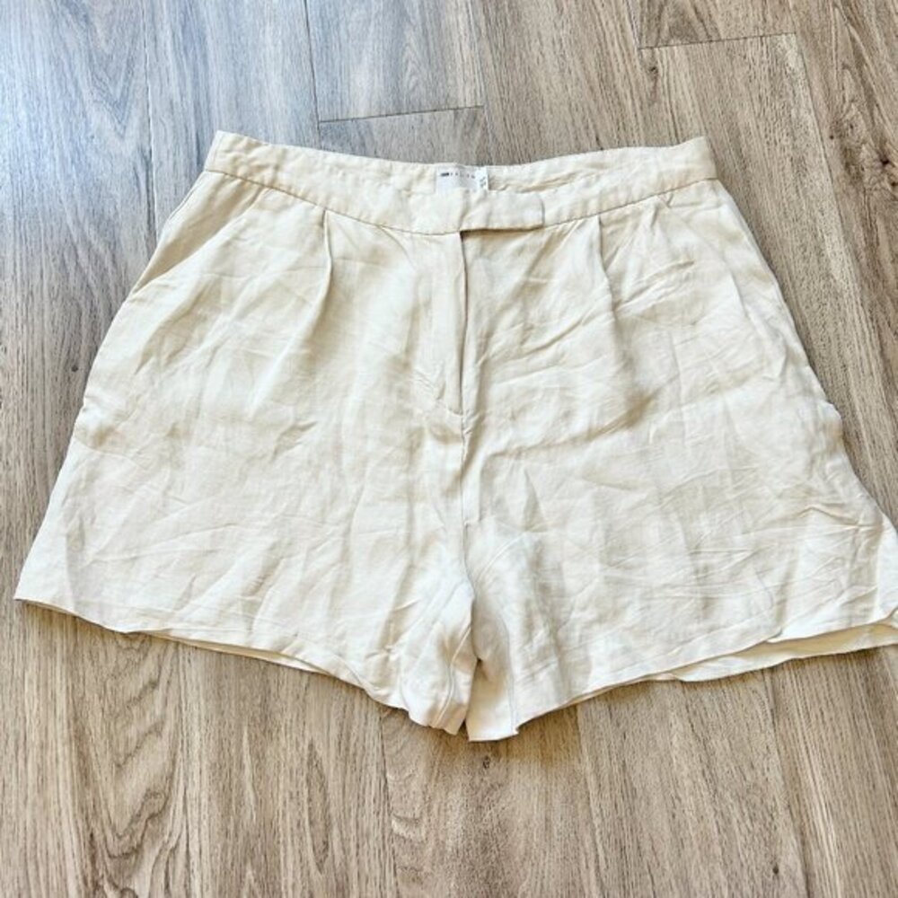 ASOS Cream High Rise Linen Blend Trouser Shorts Size 14